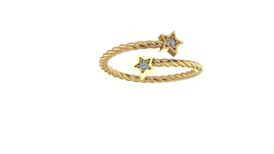 Open Star Diamond Twist Ring